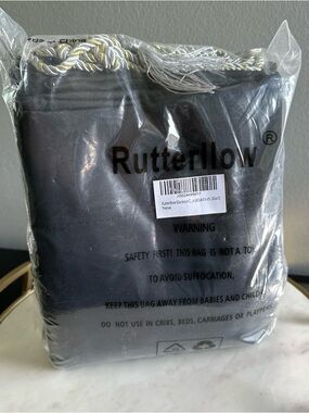 Rutterllow Black Blackout Curtains 42"x84" Minimalist Baby Room NWT Metallic Tie